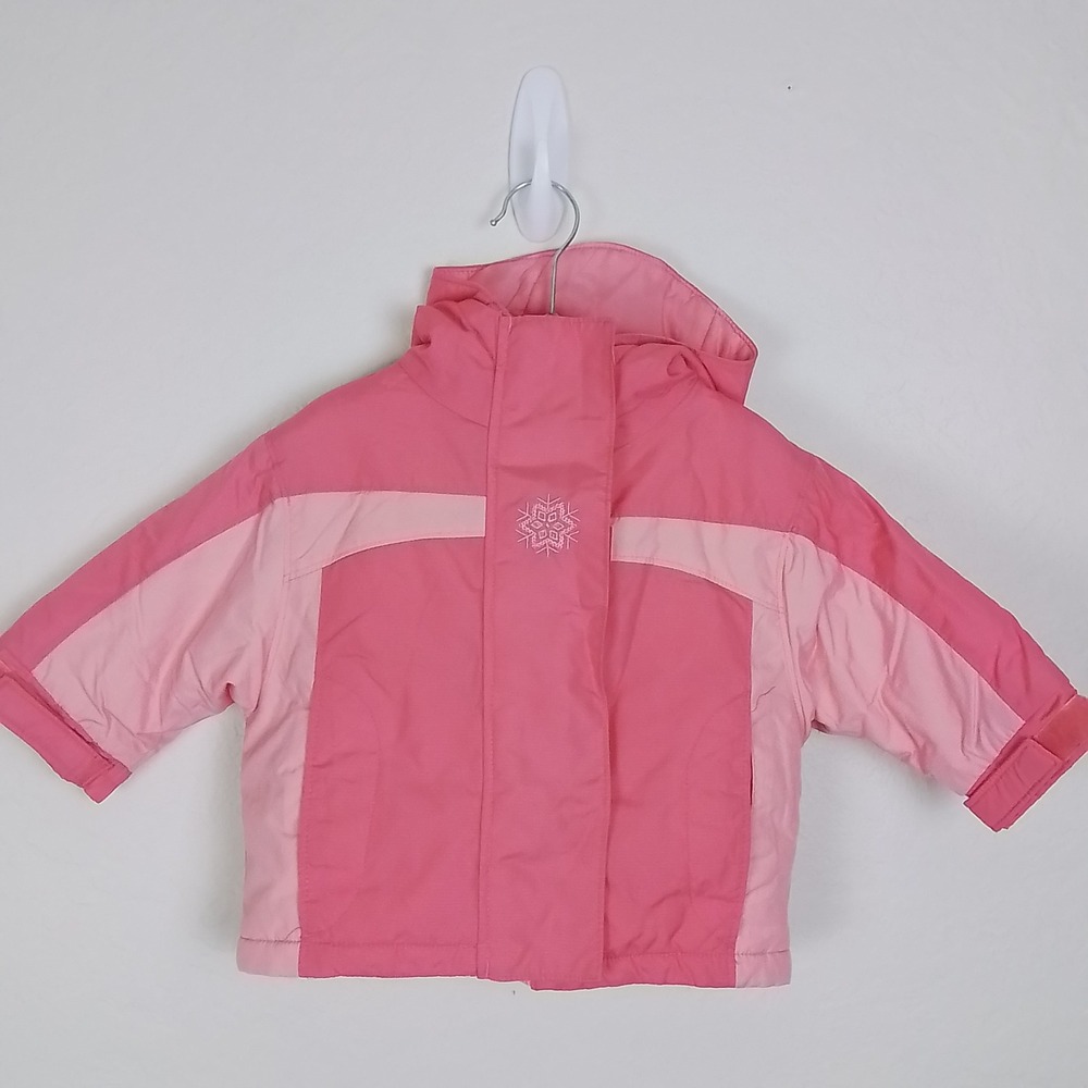 Falls Creek Girls 12M Pink Coat Hooded Colorblock Quilted Baby Winter‎ Jacket